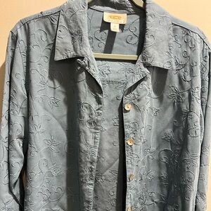 Talbots Blue Embroidered Blouse